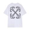 [Nuevo] OFF WHITE24 Audífonos Flecha Bordada Cuello Redondo Manga Corta Camiseta de Media Manga para Hombre y Mujer Talla Extra OW
