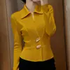 Top de Punto de Punto Color Caqui para Mujer en Otoño, Diseño Elegante, Único y Hermoso, Elegante que Reduce la Edad, Cintura Ajustada, Tejido de Punto Súper Agradable