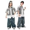 Ropa Moderna para Niños de Danza Urbana, Trajes Hip-Hop para Niños, Ropa de Actuación, Camisas Holgadas de Verano con Bloques de Color para Niñas, Ropa de Actuación Callejera
