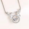 Collar elegante de plata esterlina S925 con colgante de micro cuerno de alce con incrustaciones de piedra danzante, fabricantes de joyas de plata al por mayor