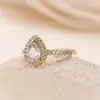 Anillo de Zirconia de Gota de Agua de Alta Gama para Mujer, Completamente Diamantado, Anillo de Boda Diamantado de Alta Gama, Anillo de Compromiso de Zirconia para Mujer