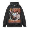 Camiseta Retrô Estampada Chris Brown Transfronteiriça Streetwear Americano Vintage Lavada Pesada Casual Manga Curta Ins