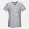 Camisetas de Manga Corta con Cuello en V Populares de Verano Transfronterizas de Amazon Ropa con Estampado de Dibujos Animados para Mujer Monos de Ropa Quirúrgica para Mujer