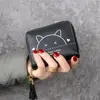 Carteira Curta com Franja de Gato para Mulheres, Fashion e Fofa, Porta-Moedas para Estudantes, Porta-Cartões com Múltiplos Compartimentos, Porta-Moedas Feminino, Fresco