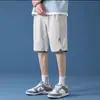 Shorts Masculino de Seda Gelada Finos Tendência Casuais Soltos para Corrida Esportiva Calças Esportivas de Estudante Bermuda de Basquete