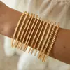 Moda Retro Europea y Americana Joyería Transfronteriza Pulseras Apilables Geométricas Simples Pulsera Abierta Redonda Dorada Pulido Conjunto