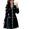 Vestido de Punto de Manga Larga Ajustado Estilo Nuevo Otoño/Invierno 2026 para Ir al Trabajo, Suéter Elegante para Abrigo Vestido Negro Pequeño