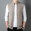 100% lana australiana, 525 gramos, extra grueso, color liso, con cremallera, tejido de trenzas, chaleco cárdigan de punto sin mangas para hombre con bolsillos reales