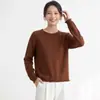 Suéter de tricô de algodão 100% puro de alta qualidade para mulheres, design versátil para outono e inverno, caimento solto, peça básica de manga longa