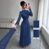 Vestido largo de encaje con cuello medio de manga larga, estilo europeo y americano, transfronterizo, para mujer, con cintura ceñida, bajo acampanado y corte elegante y ajustado