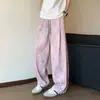 Pantalones de Seda Hielo Tie-Dye Texturizados para Hombre, Estilo Delgado de Verano, Pantalones de Estilo Holgado y Relajado, Pantalones Rectos de Secado Rápido con Aire Acondicionado