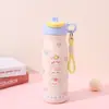 Nueva taza termo portátil de gato linda y adorable, alto valor estético, taza de viaje para coche, vaso de agua con pajilla de doble uso para estudiantes, venta al por mayor