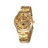 Shenhua shenhua 1291 reloj mecánico automático de acero inoxidable dorado amarillo hueco casual de moda para hombre