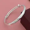 Pulsera de flor de coche de plata de ley pulsera de plata pura 999 estilo étnico para mujer doble bu moda regalo para novia