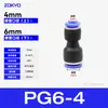 Conector de Tubo de Ar Pneumático Azul Ângulo Reto PV4 Passante Redutor PG Plástico Engate Rápido Conector Rápido PU6/8/10/12