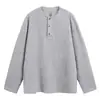 Capa Base Minimalista: Camiseta de Manga Larga con Cuello Henley de Textura Acanalada, Estilo de Alta Inteligencia, Marca de Moda, Camisa Básica Unisex Personalizada