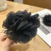 Grampo de garra de rosa de malha de alta qualidade e luxo para mulheres, parte de trás da cabeça, grampo de tubarão grande para cabelo, grampo de cabelo de alta qualidade