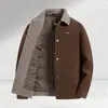 Chaqueta para hombre 2026 otoño e invierno colorblock solapa estilo ropa de trabajo chenilla forro de plumón juvenil cálida engrosada prenda exterior