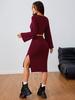 Conjunto de Moda Europeu e Americano Transfronteiriço para Mulheres, Sexy e Versátil, Novo Conjunto de Duas Peças com Top Bordô para Outono e Inverno