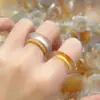 Livro Vermelho Pequeno Explosões Minério Cru Natural Gelo Alto Ouro Champagne Calcedônia Ágata Anel Anel Corrente Colorido