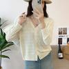 Cárdigan de punto holgado de seda de hielo hueco para primavera, protector solar, vestido de tirantes para mujer, chaqueta exterior tipo chal fino