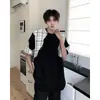 Camiseta de Manga Corta Acolchada Estilo Chanel de Gama Alta para Hombre, Verano Holgada Casual Versátil Patchwork de Media Manga Top de Moda para Hombre