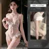 Zimei Ropa Interior Sexy de Noche Correa de Cadena de Perlas Encaje Tentación Body con Abertura en la Entrepierna Ropa de Dormir de Deseo Puro para Mujer 9411