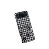 Aplicável ao Samsung ZFlip3 5G capa de telefone celular portátil Plaid Clover pendurado corrente dobrável capa protetora de tela capa dura
