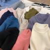 [em estoque suéter infantil roupa de inverno para meninos e meninas Coringa gola média alta macio ceroso camisa básica de tricô estilo ocidental listras de cava