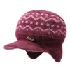Gorro de invierno para mujer, mujer mayor, forrado de polar, cálido, gorro de lana tejido, gorro para mujer de mediana edad y mayor, gorro con orejeras de pico forrado de polar