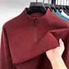 Moletom masculino de meio zíper para comércio exterior transfronteiriço, blusa térmica casual de manga longa de cor sólida para primavera e outono para homens, adequada para pais