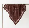 Pañuelo Cuadrado de Rayón con Lunares, Pañuelo de Seda Marrón Estampado para Mujer, Pañuelo Decorativo Versátil para la Cabeza, Moda Coreana, Pañuelo Pequeño para el Cuello