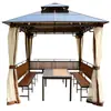 Tenda Gazebo de Sombreamento para Exterior, Terraço Aberto de Liga de Alumínio para Exterior, Pavilhão de Quatro Cantos Móvel para Pátio de Jardim Villa