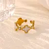 Anillo Cruzado de Acero Inoxidable Chapado en Oro de 18 Quilates, Estilo Nuevo Europeo y Americano, para Mujer, Versátil para el Uso Diario, Joyería de Anillo Abierto Simple y a la Moda