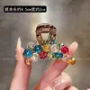 Presilha de Garra Colorida de Cristal de Alta Qualidade, Presilha para Franja Macaron para Mulheres, Presilha de Cabelo Tendência para Meio Preso, Acessório de Cabelo