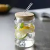 Taza de Agua para Mujeres, Vidrio de Borosilicato Alto, Diseño Transparente de Oruga con Tapa y Popote, Anillo de Leche con Lazo, Taza Portátil para Beber