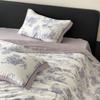 Estilo Pastoral Chino Tencel de Lenzing Impresión Digital Verano Fresco y Sedoso Juego de Cuatro Piezas Funda de Edredón para Dormir Desnudo de Alta Gama