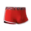 Roupa Íntima Masculina de Verão Boxer com Estampa Vermelha Cintura Média Algodão Macio Cueca Boxer Shorts Masculinos Confortáveis Respiráveis