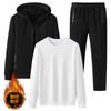 Conjunto de Sudadera con Capucha de Algodón para Hombre Pullover Forrado de Polar Deportivo para Hombre Conjunto Cálido de Tres Piezas con Opción de Estampado de Logo Forrado de Polar para Calidez