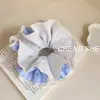 Scrunchie de Laço de Fita de Ballet Estilo Coreano Acessório de Cabelo Grande para Mulheres, Tecido de Renda Texturizado Elástico de Cabelo Ornamento de Cabelo