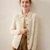 Cárdigan de cachemira de punto con cuello alto de cien colores, de moda, simple, manga larga, holgado, cálido, elegante, versátil, prenda de abrigo