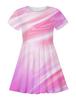Vestido de Verano para Niña de Manga Corta, Holgado, Seda Artificial, Fluido, Cálido, Estampado Digital 3D, Sitio Web Independiente Europeo y Americano Transfronterizo