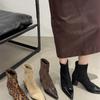 Botines Cortos de Tacón Alto con Punta Estilo Europeo y Americano 2026 Nuevo Otoño e Invierno Diseño de Nicho Patchwork Botas Ajustadas Tacón Grueso Elegante Botas de Moda