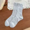 Calcetines holgados estilo ballet para mujer, calcetines de malla de media pantorrilla para primavera y verano, calcetines versátiles de algodón con estampado floral para mujer