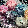 Nuevo Set de 6 Colores Espejo Gradiente Mariposa Destello Color Mixto Cáñamo Flotante Arena Movediza Lentejuela Forma Especial Joyería para Uñas de Manicura