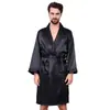 Elegante Bata de Dormir de Seda para Hombre, Kimono de Verano Delgado de Manga Larga, Ligera, Talla Grande, Suave y Transpirable para Dormir en Casa