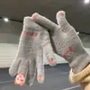 Lindo Peluche de Panda Rojo Guantes Engrosados para Mujer, Estilo Ins, Cálidos, Estudiante, Ciclismo, Cortavientos, A Prueba de Frío, Pantalla Táctil, Invierno, Hombres