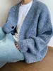 2026 Suéter Cardigan Casual de Punto Grueso Ancho Corto Chaqueta de Punto Grueso para Hombre Tendencia Primavera y Otoño