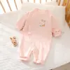 Macacão de algodão macio para bebê para primavera e outono, macacão para recém-nascidos, roupa para engatinhar para meninos e meninas, segunda pele para bebê