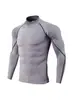 Mallas Deportivas de Alta Elasticidad para Correr de Manga Larga para Hombre, Tops de Entrenamiento para Atletismo, Baloncesto, Otoño e Invierno, Secado Rápido, Cuello Alto, Ropa de Fitness